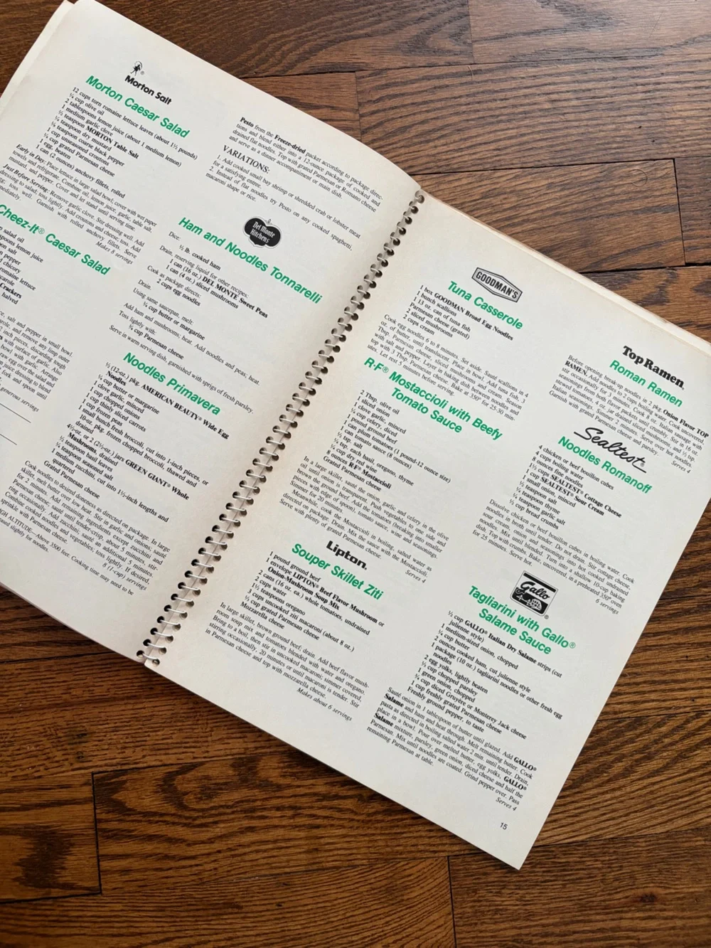 Vintage Favorite Italian Brand Name Recipes Spiral-Bound Cookbook